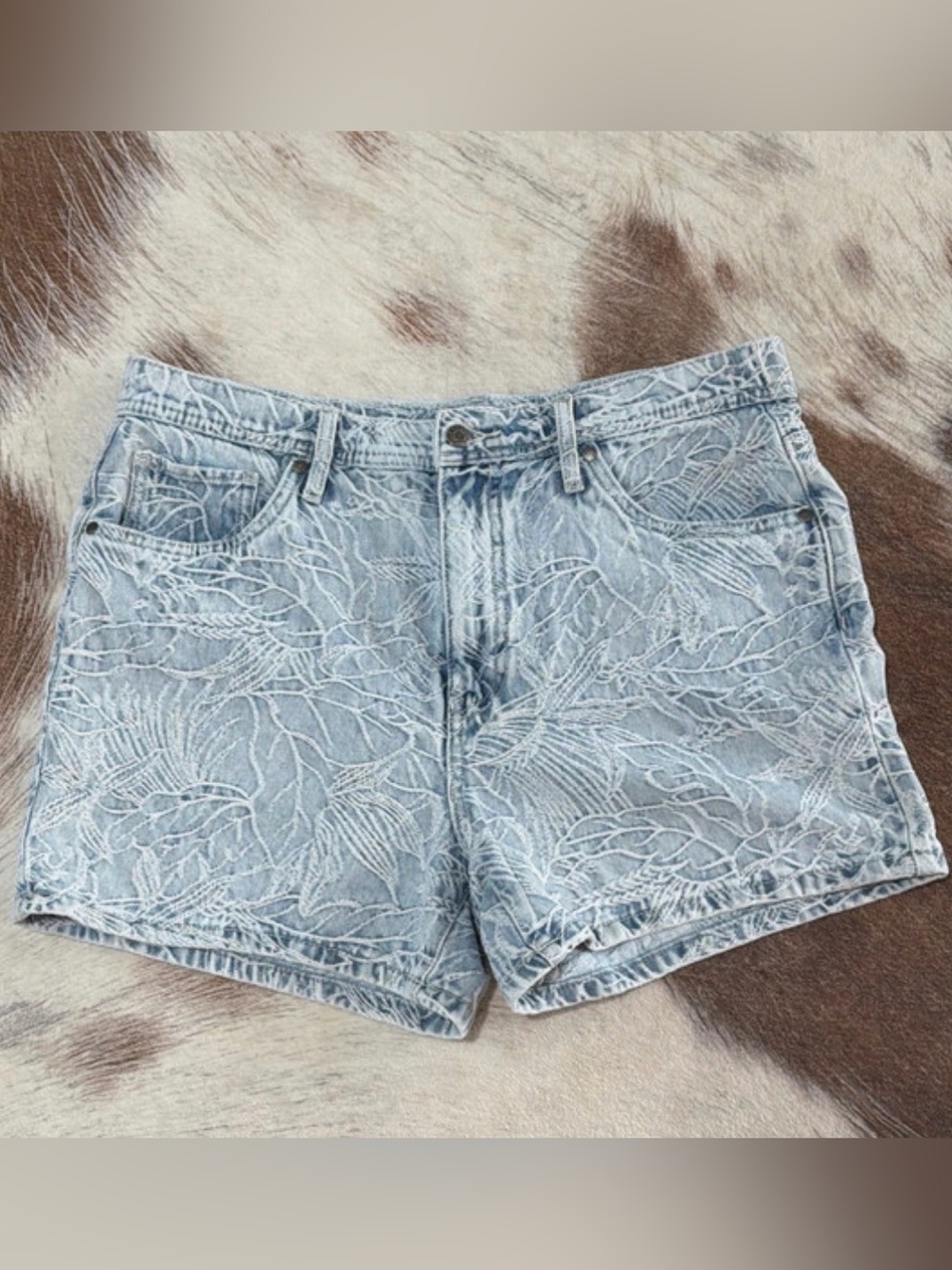 Light Blue Embroidered Denim Women's Shorts size 12